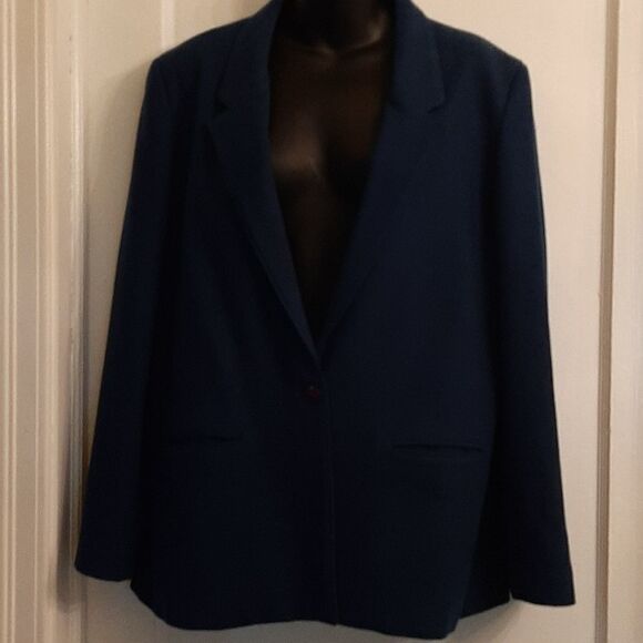 Jackets & Blazers - Vintage 100% Blue Wool Jacket